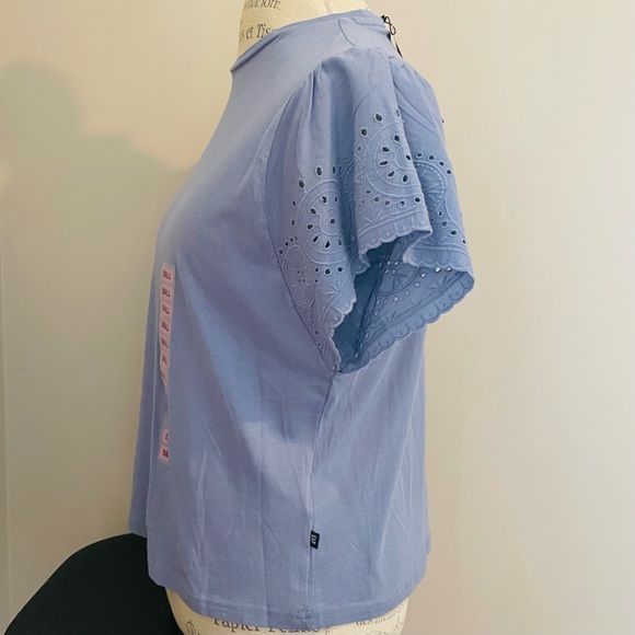 NWT New GAP blue eyelet flutter short sleeve t shirt tee - Picture 5 of 7